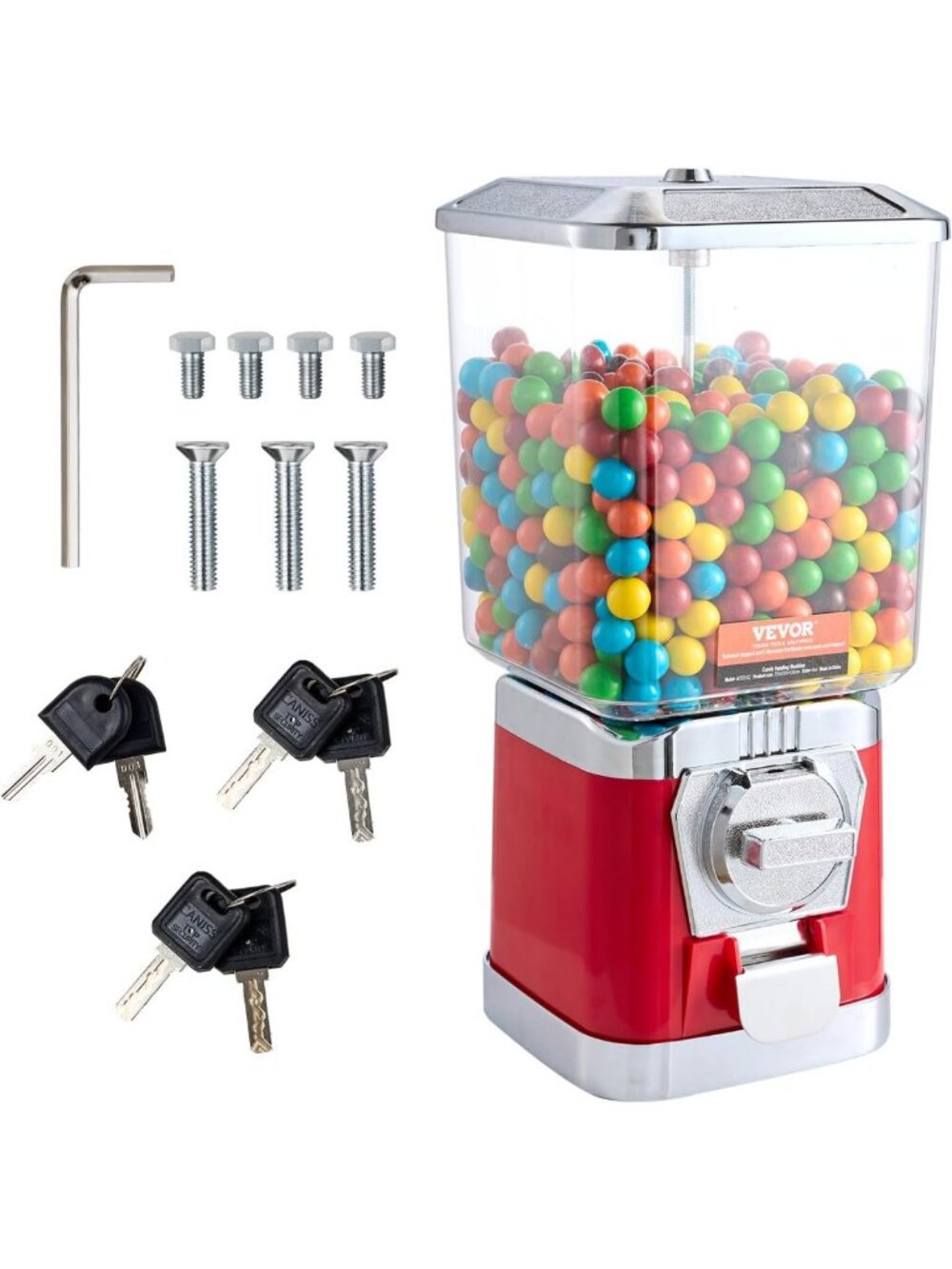 17” Candy Vending Machine - Kids Gumball Dispenser, Coin Operated, Fun for